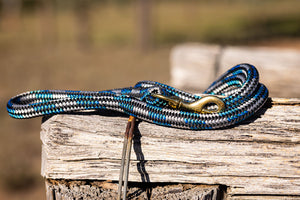 Dog Lead - Teal Black White