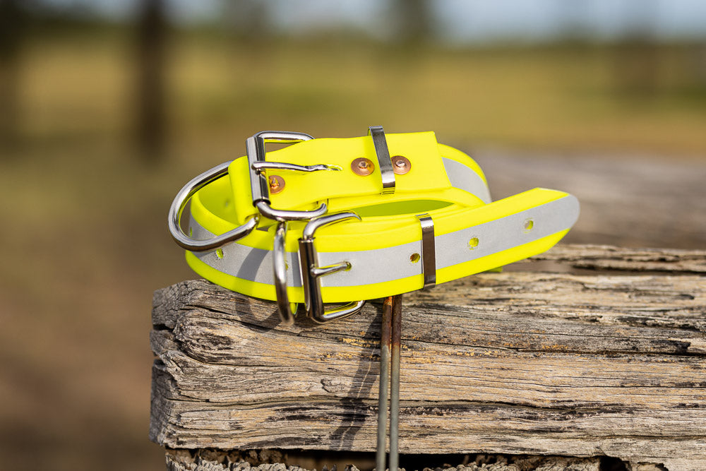 Dog Collar Reflective PVC 32mm x 55cm - Yellow